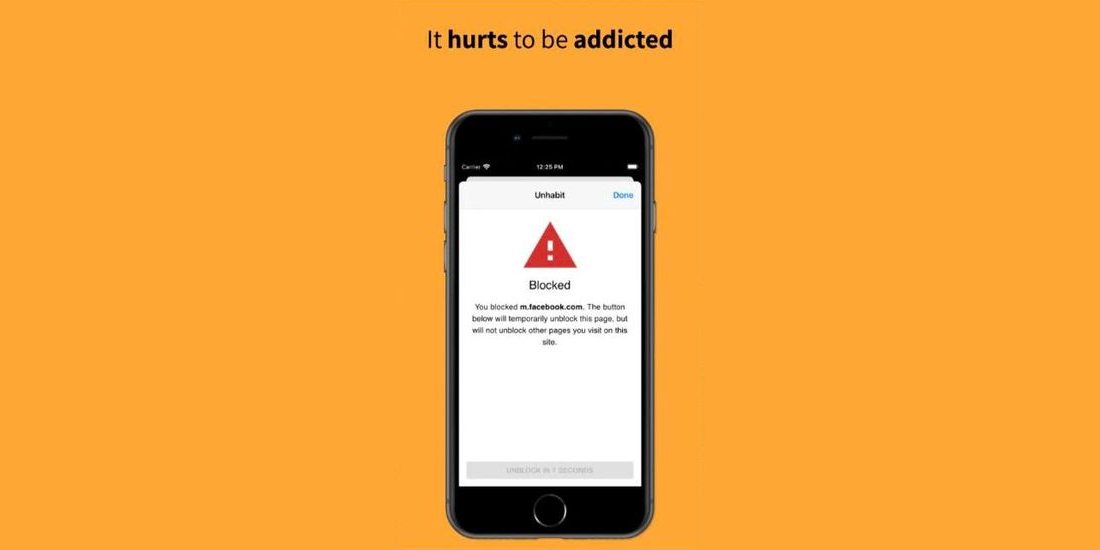 Unhabit — it hurts to be addicted; the app blocking a distracting site